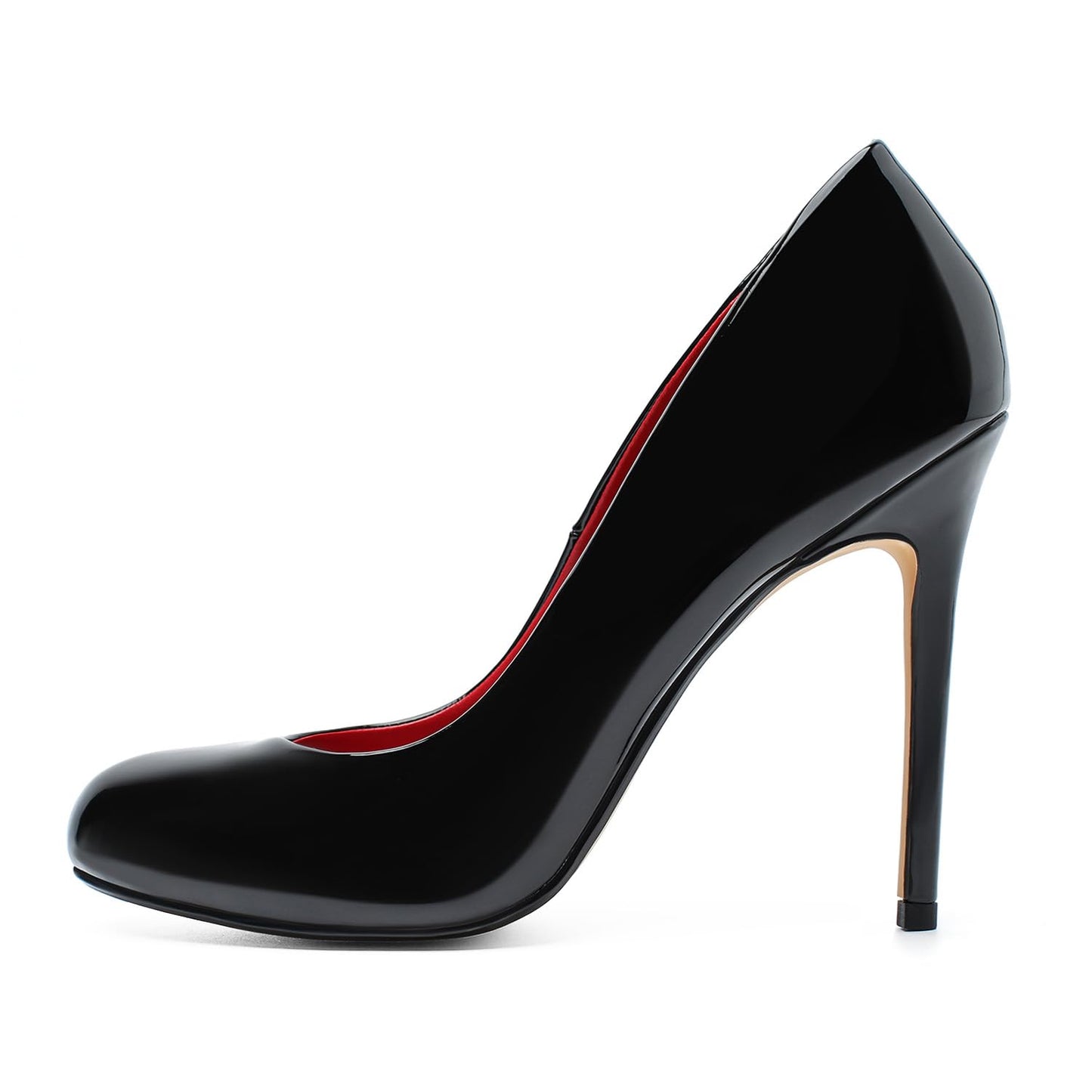 Unisex Men's Women's Round Toe High Heels Stiletto Pumps Patent Leather Heels Dress Party Shoes（Dam-G-2 Black 15）