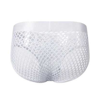JOCKMAIL Men's Sexy Underwear Briefs Mesh Breathable Comfortable Low Rise Underwear for Men (US, Alpha, Medium, Regular, Regular, White)