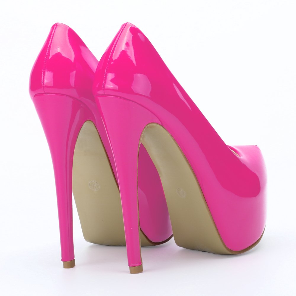 Men’s Pumps - Hidden Platform Stiletto High Heels Slip On Pumps - Hot Pink