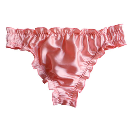 Men's Silk Panties Thongs Sissy Panties Bikini Briefs Crossdress Lingerie (US, Alpha, Large, Regular, Regular, watermelon red)