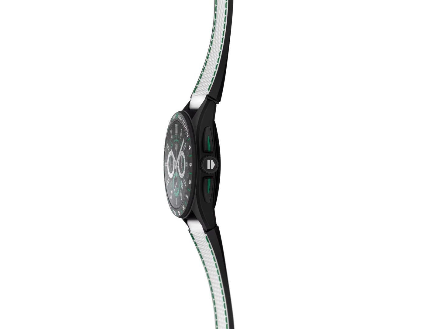 TAG Heuer Smart Watch, Fitness Watch, Connected Calibre E4 45 mm Golf Edition, Touch Screen, Waterproof, Calls, SMS, Steps, Heart Rate, Wellness, Titanium, White Or Black/Green Straps, SBR8A81.EB0251