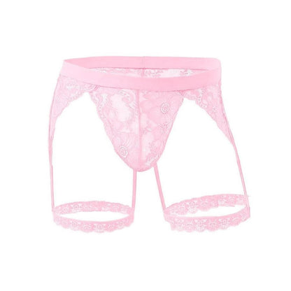 Men's Lace Underwear Sheer Pouch Garter Panties Crossdressing Sexy Gay Lingerie Sissy Underpants