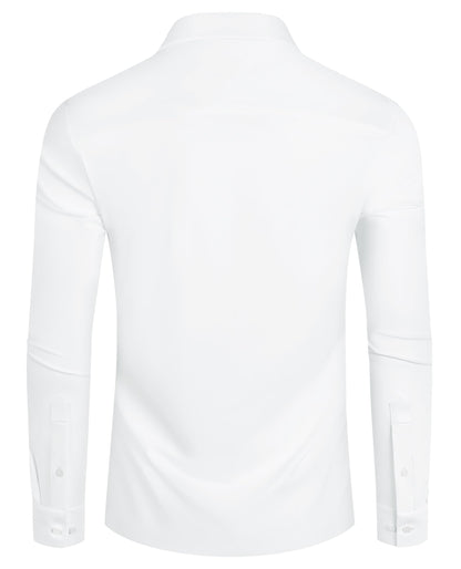 Lion Nardo Slim Fit White Dress Shirt for Men Wrinkle Free Mens Dress Shirts Long Sleeve Tall Muscle Fit Button Up Shirt