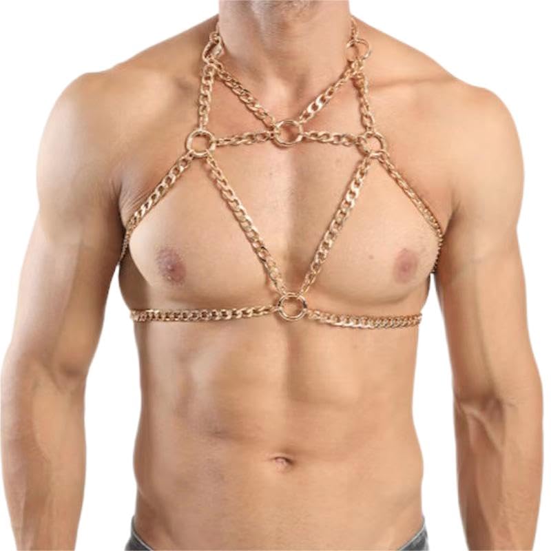 Zoeneed Men Body Chest Belt for Men Adjustable Leather Belts with Buckles Rave Costume Sexy Punk Chest Belt (A4)