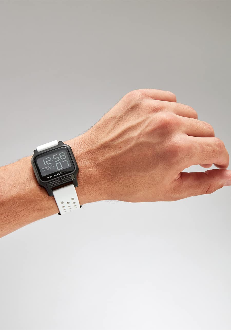 NIXON Heat A1320 - Digital Watch for Men and Women - 100M Water Resistant Exercise Workout and Running Watch - Mens Ultra Thin Lightweight Sport Watches - Custom 38 mm LCD Display, 20mm PU Band