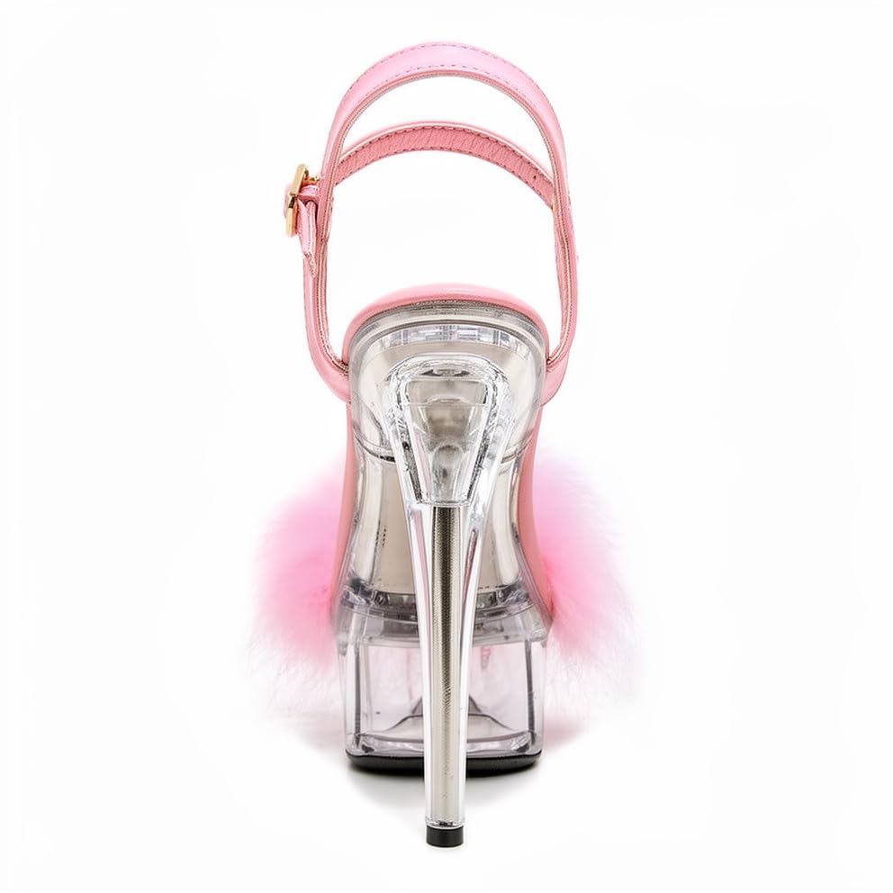 Clear Heels for Sissy Femboys Sexy Platform High Heels with Pink Heeled Sandals Ankle Strap Heels Sandals Party Dancing