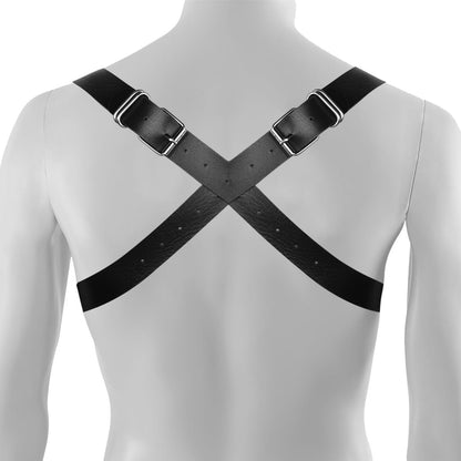 Men's Body Chest Harness Belt Strap with Collar, Adjustable PU Leather Gothic Punk Chest Harness Bondage Belt with Choker, BDSM SM Cosplay Costume Bar Nightclub Fetish Clubwear Party Club Masquerade
