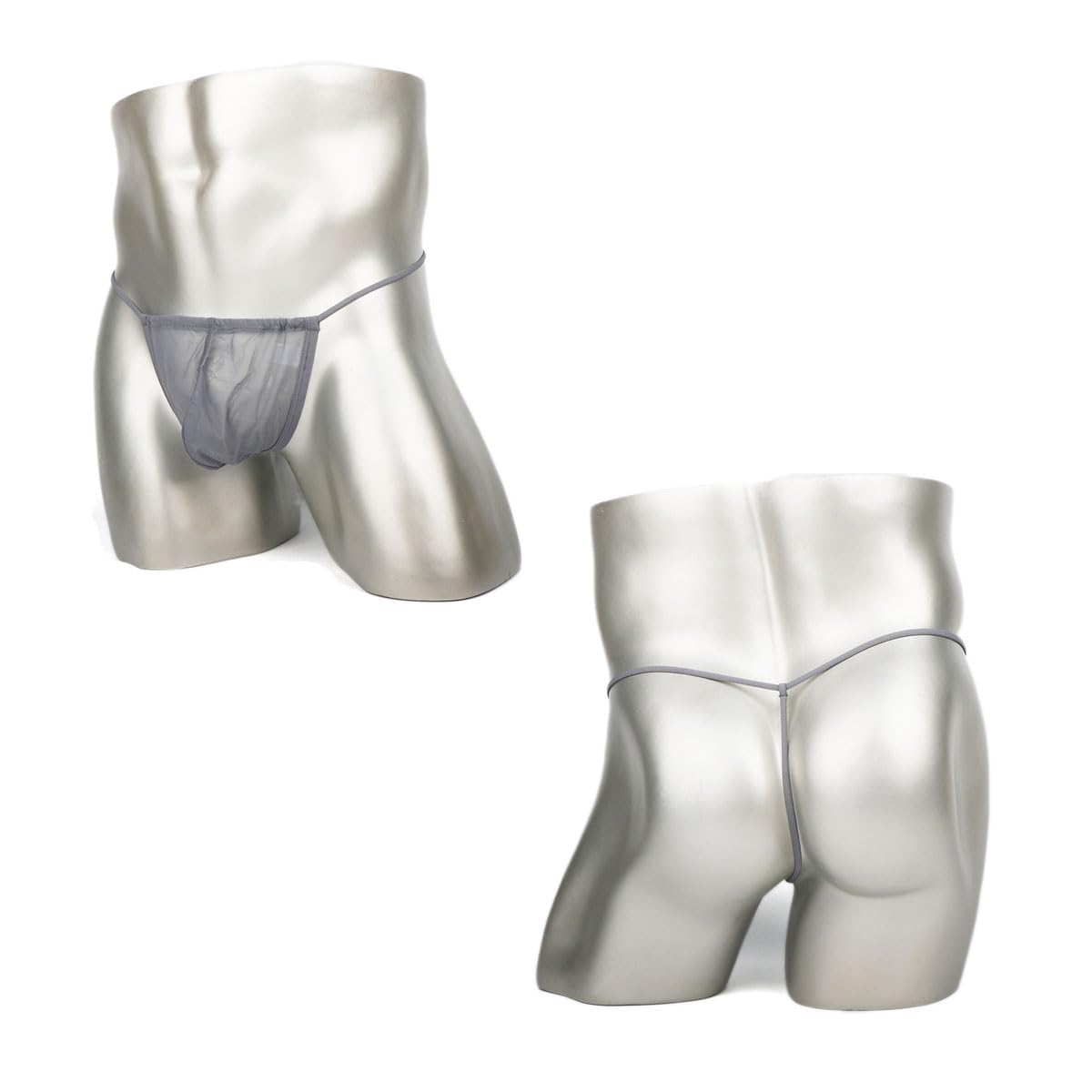 Men's Sexy G String Thongs Seamless Ice Silk Adjustable Bulge Pouch Mesh Underwear,XL