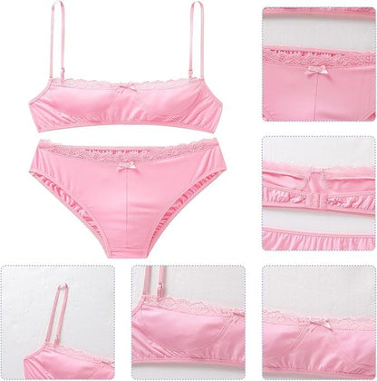 Men's Lingerie Sissy Bra Panties set Floral Lace Trim Crossdressing Sexy Outfits Underwear Gay Lingerie Crossdresser
