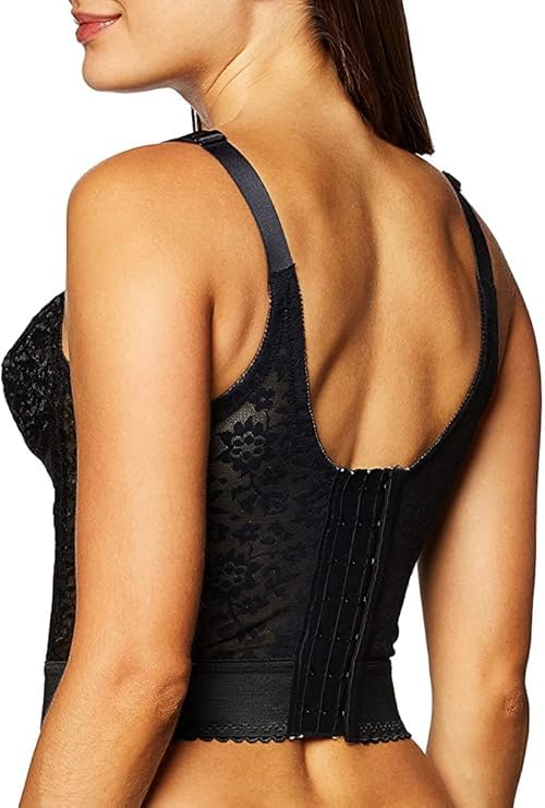 2202 Longline Wireless Bra | Extra-Firm Shapewear Support | Made in USA | Expandable Cups & Posture Back | Black 38DD