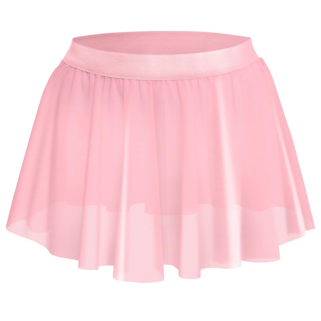 Mens Mesh Sissy Skirt Crossdressers Sexy See Through Skirts Underwear Nightclub Party Cosplay Costume (Pink)