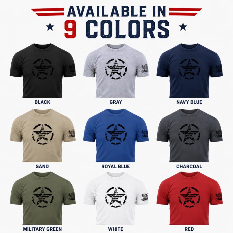 Distressed Star American Flag T-Shirt 3 Pack Patriotic USA Graphic Tee, Military Style Shirt, 4th of July Gift for Men Women
