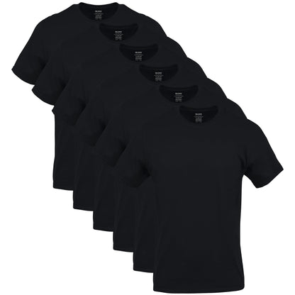 Men's Crew T-Shirts, Multipack, Style G1100, Black (6-Pack), Large