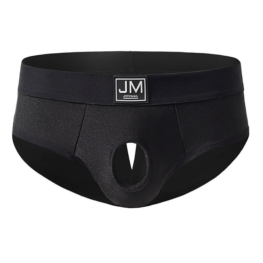 JOCKMAIL Men’s Briefs Underwear Mesh Low Rise Quick Dry Bikini Athletic Underpants for Gym Sport Daily Wear (US, Alpha, Medium, Regular, Regular, Black)