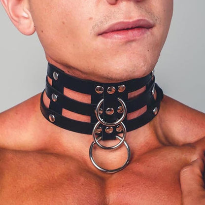 Men's Body Chest Harness Belt Strap with Collar, Adjustable PU Leather Gothic Punk Chest Harness Bondage Belt with Choker, BDSM SM Cosplay Costume Bar Nightclub Fetish Clubwear Party Club Masquerade