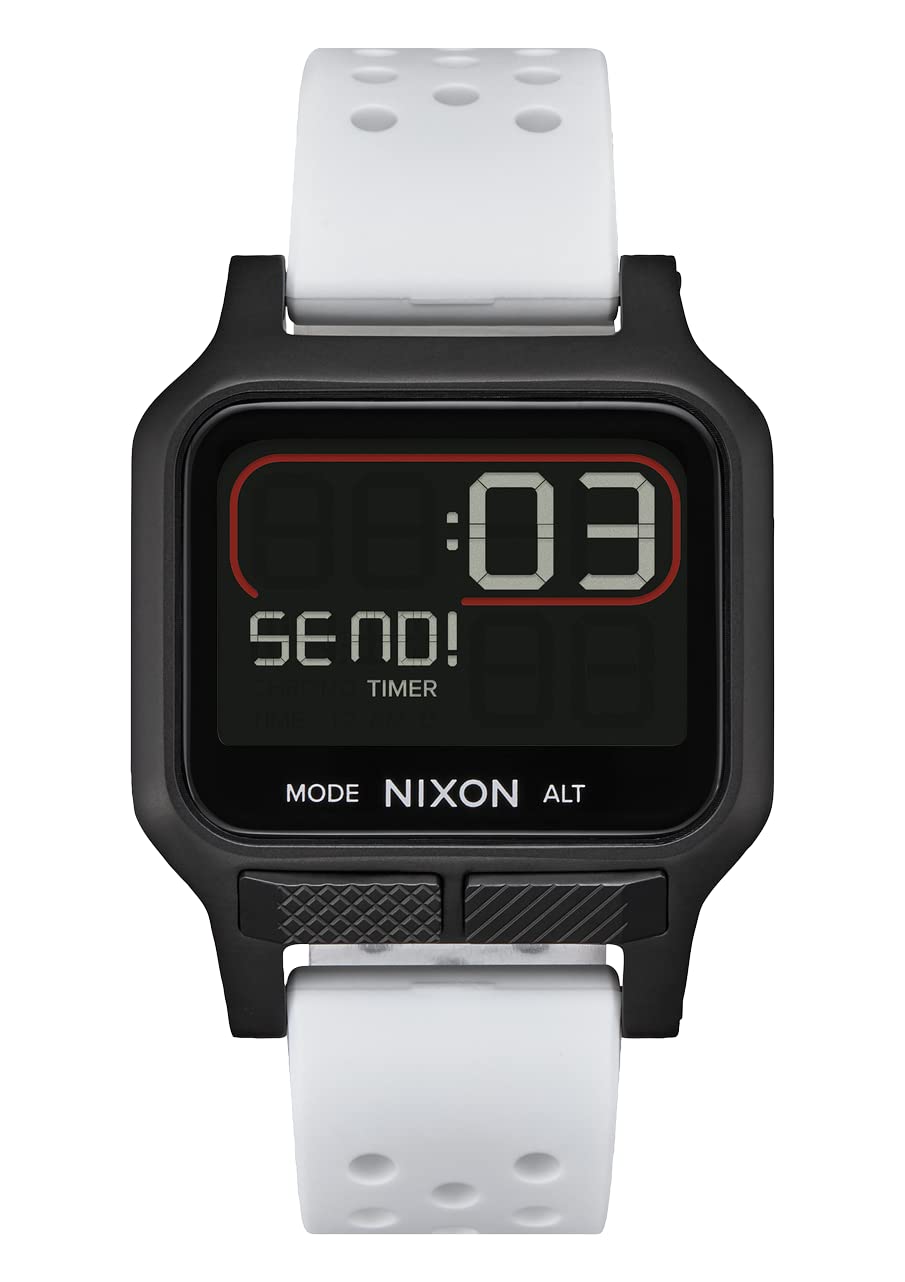 NIXON Heat A1320 - Digital Watch for Men and Women - 100M Water Resistant Exercise Workout and Running Watch - Mens Ultra Thin Lightweight Sport Watches - Custom 38 mm LCD Display, 20mm PU Band
