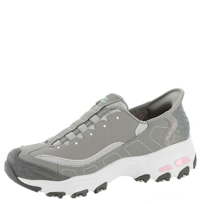 Skechers Women's Hands Free Slip-INS D'Lites Sneaker, Grey Light Pink=GYLP, 8.5 Wide