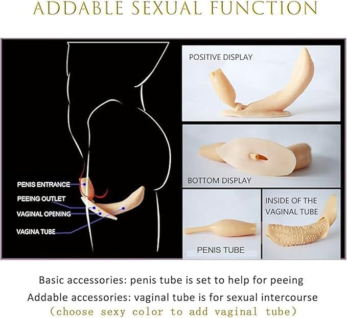 Realistic Silicone Panties with Artificial Catheter for Femboy Crossdressers Transgender (US, Alpha, Large, Regular, Regular, Ivory White)