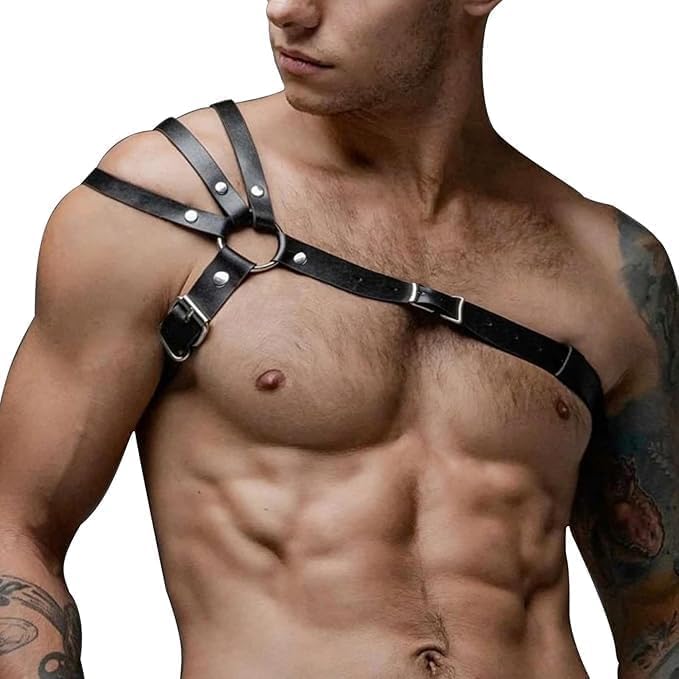 OAIJPSBY Men's Faux Leather Body Chest Harness Belt, Shoulder Cage Belt