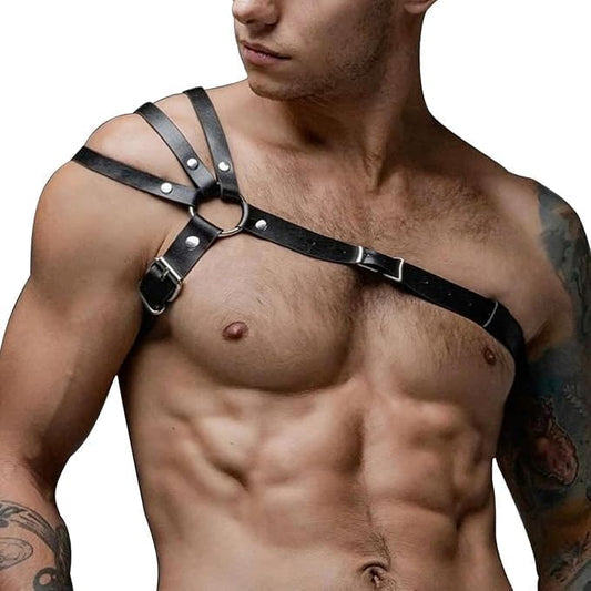 OAIJPSBY Men's Faux Leather Body Chest Harness Belt, Shoulder Cage Belt