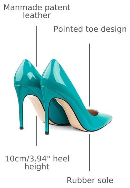 Women's 4 Inch Pumps Pointed Toe Stiletto Dress Pumps Teal 7.5US