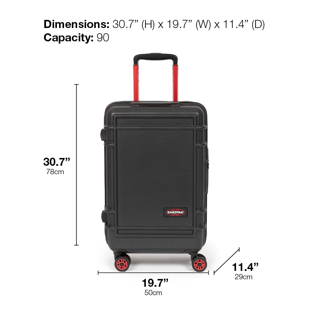 EASTPAK Resist'R Zip L – 90L Hardshell Suitcase with Dual Compartments, TSA Lock, Silent 360° Spinner Wheels & Water-Resistant Design, Black