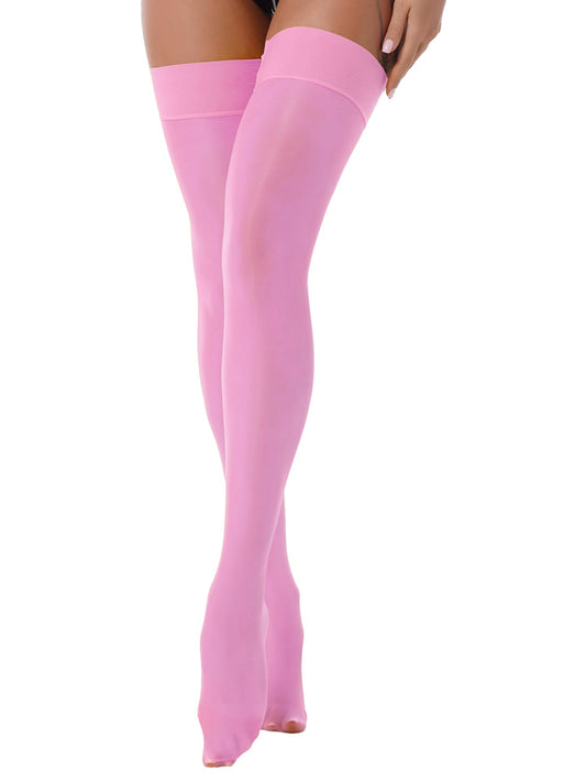 Men's Sissy High Over Knee Oil Shiny Stocking, Femboy Thigh High Stockings, for Cross-dressing Exploring your feminine side. (Pink)