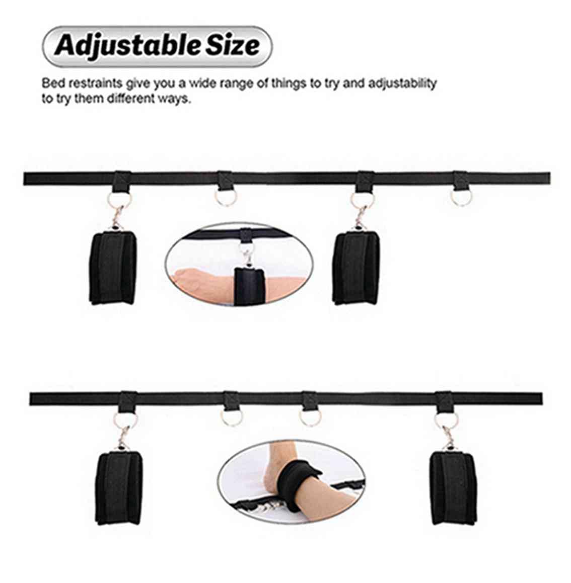 Bed Restraints for Domination Bed Bondaged Kit with Adjustable Hand Cuffs Ankle Cuff, Sex Restraints Straps Adult Play King Mattress Sex Accessories for Couples Women Bedroom Toys Sweatshirt