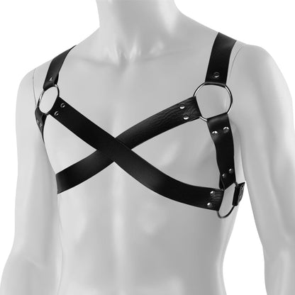Men's Body Chest Harness Belt Strap with Collar, Adjustable PU Leather Gothic Punk Chest Harness Bondage Belt with Choker, BDSM SM Cosplay Costume Bar Nightclub Fetish Clubwear Party Club Masquerade