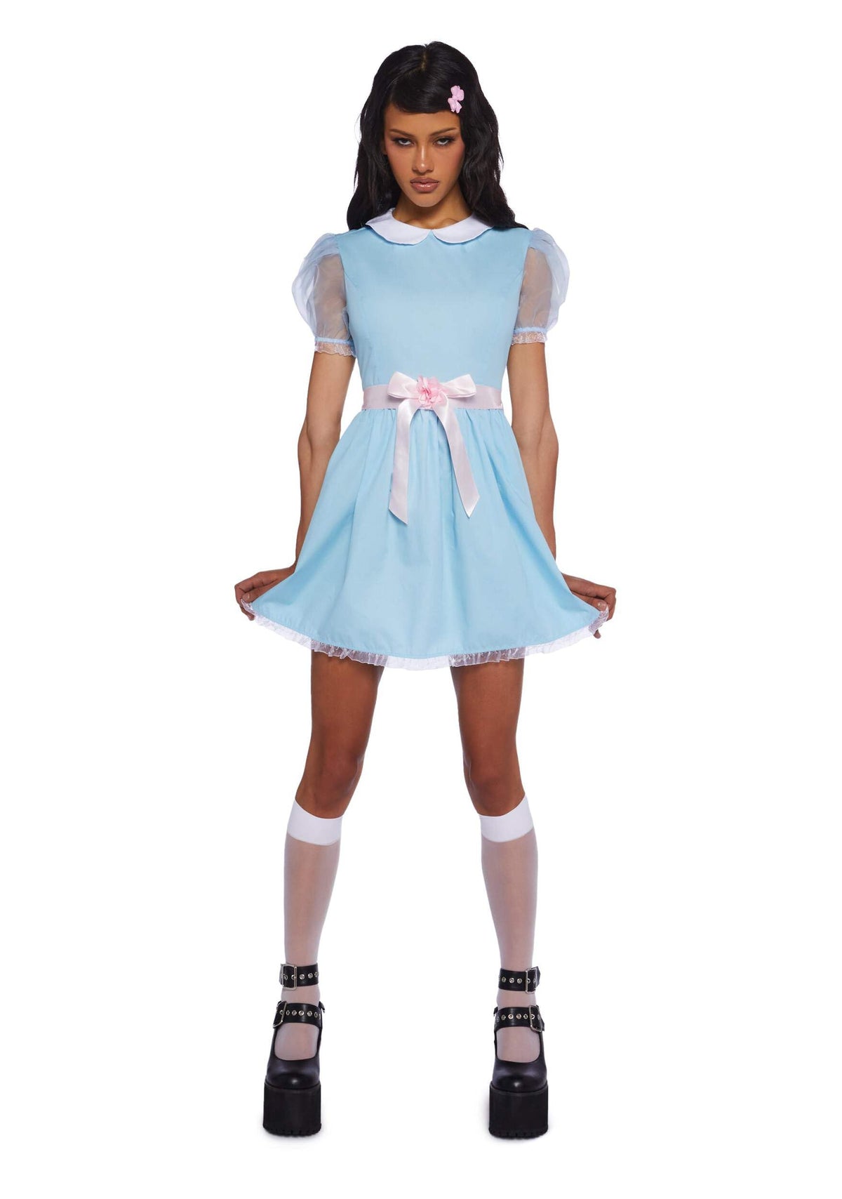 Dolls Kill Baby Doll Dress Outfit for Women- Scary Shining Twins Inspired Costume by Trickz N' Treatz - X-Small