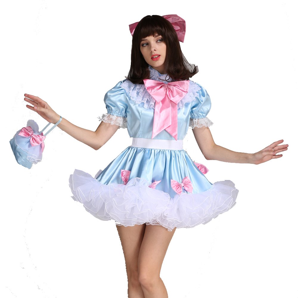 Sissy Lockable Maid Bow Dress Stain Puffy Crossdressing