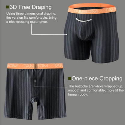 Mens Underwear - Satin Ice Silk Horizontal Fly Boxer Briefs with Pouch Dgrey 4-Pack, XL