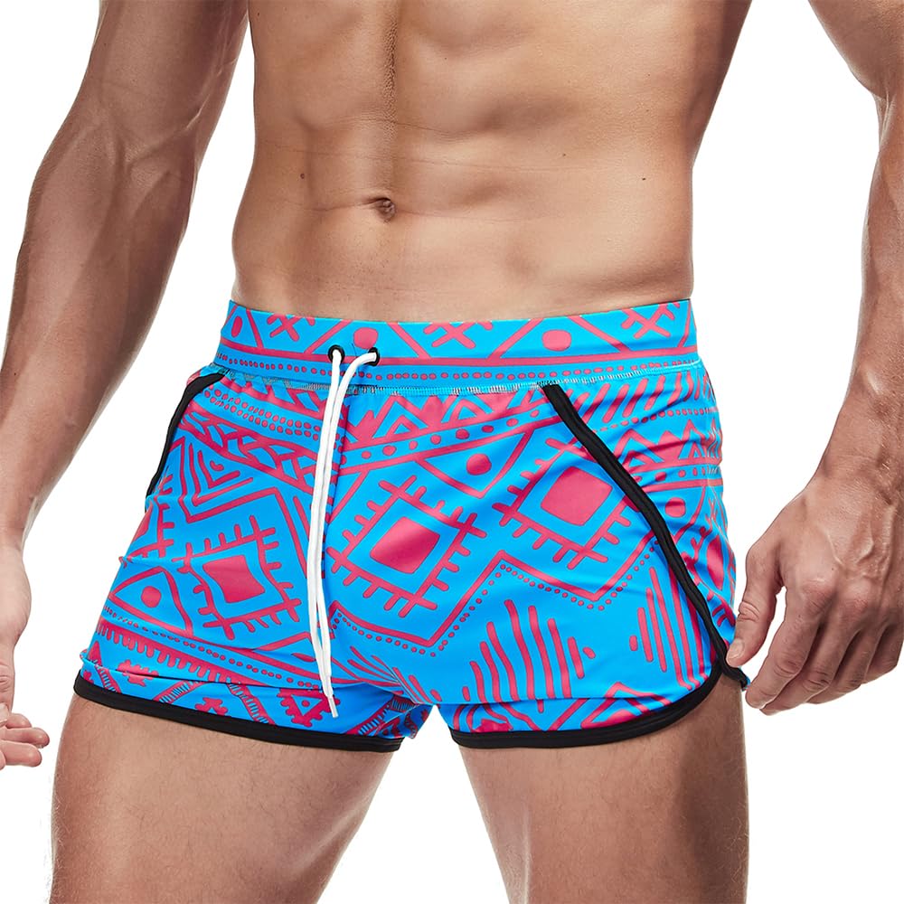 AIMPACT Swim Trunk Men Short Shorts 3 Inch Inseam Swimsuit Athletic Swimwear Mens Swimming Trunks Swim Briefs (Vintage L)