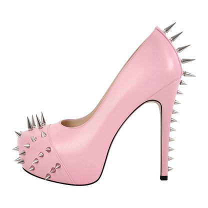 Sissy Sexy Platform Rivets Stiletto High Heel Pumps for Women  Goth Pumps Pink Nightclub Pole Dancing