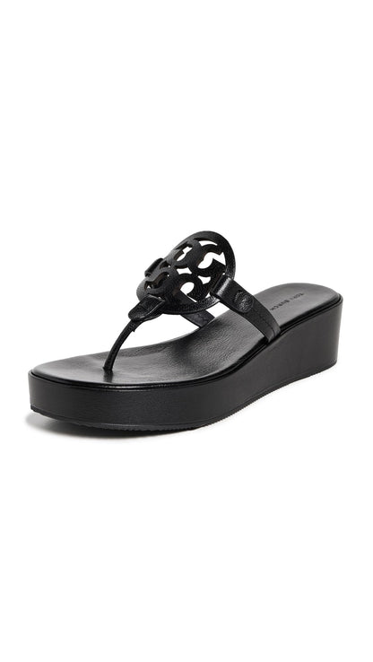Tory Burch Women's Miller Wedge Sandals, Perfect Black, 8.5 Medium US