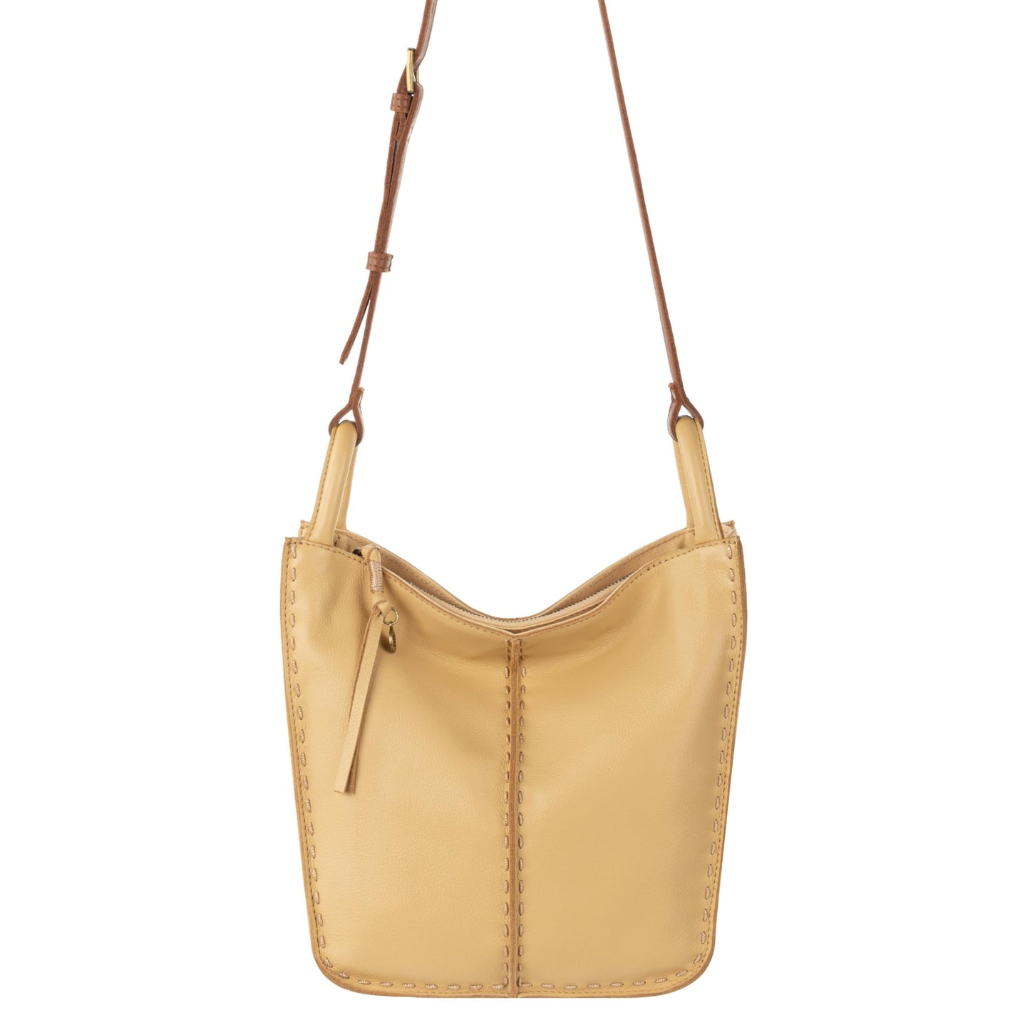 The Sak Los Feliz Crossbody Bag in Leather, Large, Lined Purse with Single Adjustable Shoulder Strap, Buttercup