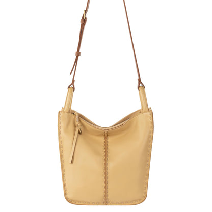 The Sak Los Feliz Crossbody Bag in Leather, Large, Lined Purse with Single Adjustable Shoulder Strap, Buttercup