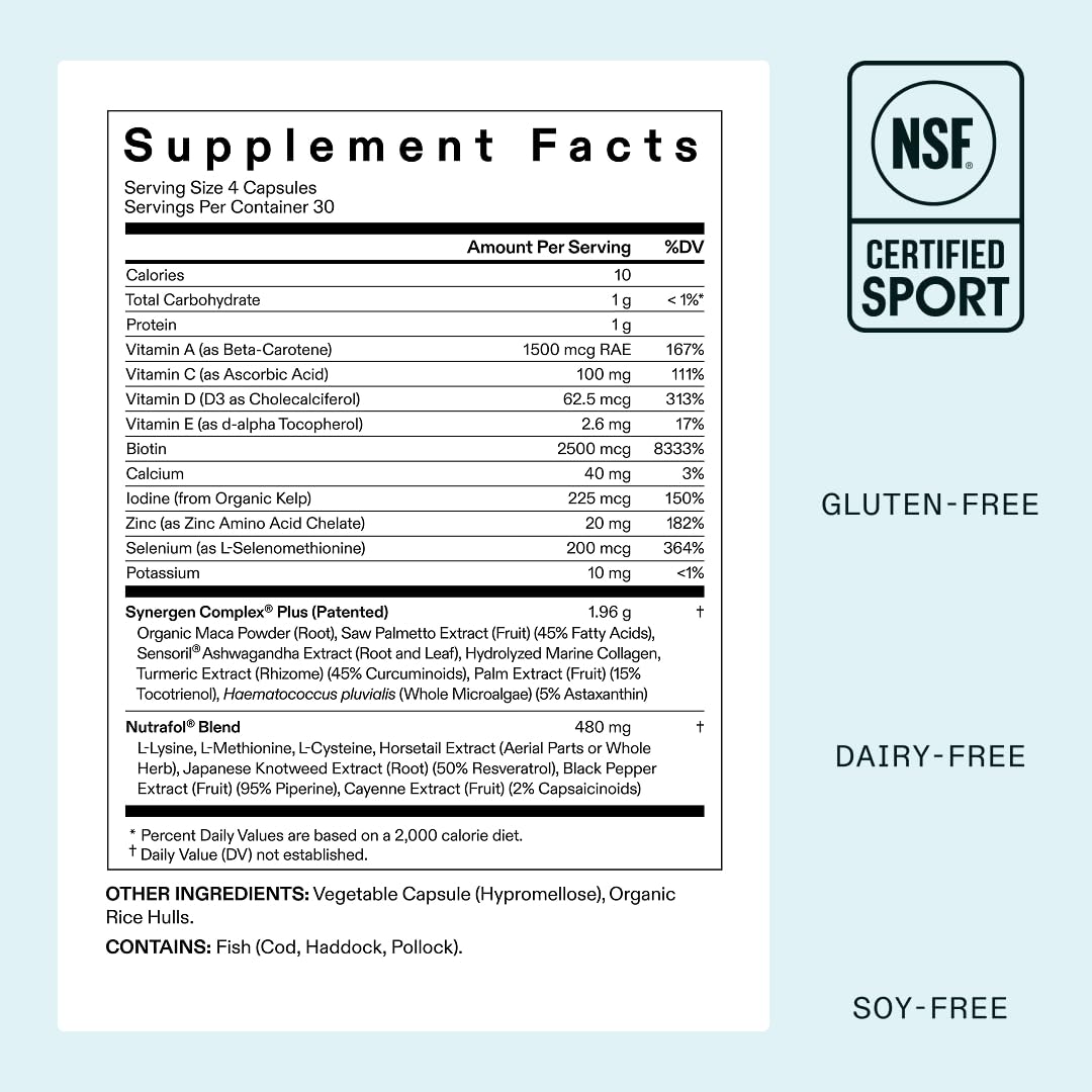 Nutrafol Women's Balance Hair Growth Supplements, for Ages 45+, Clinically Proven for Visibly Thicker Hair and Scalp Coverage, Dermatologist Recommended - 2 Month Supply, 2 Refill Pouches