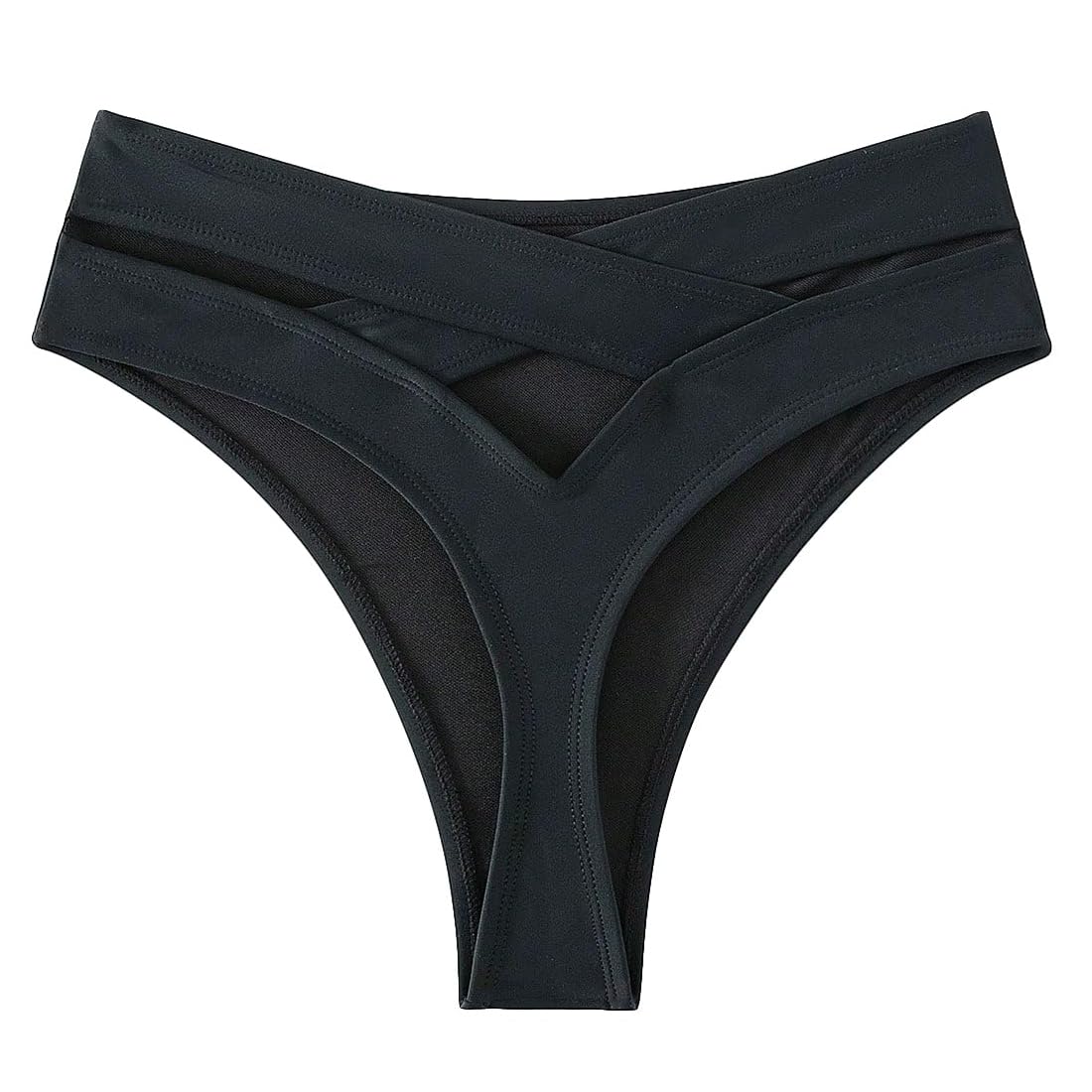 Women's Cheeky V Cut Back High Waisted Bikini Bottom Cross Criss Swimsuit Bottoms
