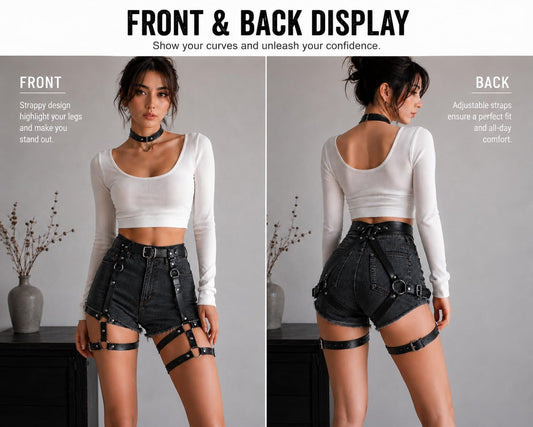 Women's garter belt Leather Thigh harness Punk Leg Belts lingerie Bar Carnival Party Cosplay outfits Accessories