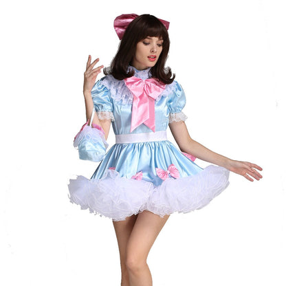 Sissy Lockable Maid Bow Dress Stain Puffy Crossdressing