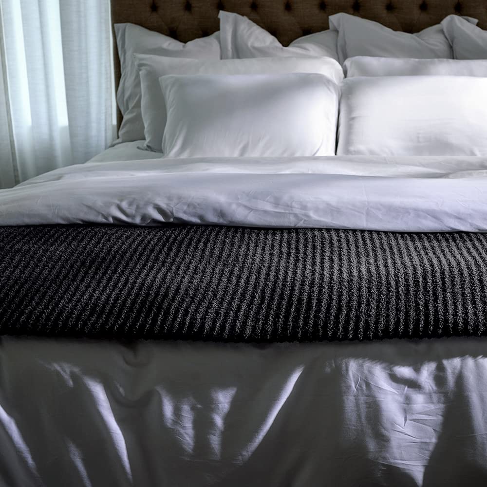 LUXOME Ultra Plush Throw Blanket | Super Soft | 50"x70" | Viscose & Polyester Blend | Charcoal (Dark Grey)