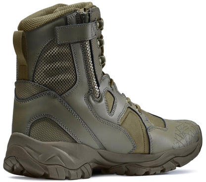 CQR Men's Military Tactical Boots, Lightweight 6 Inches Hiking Combat Boot Durable Breathable Outdoor Work Motorcycle Footwear, Patrol 6 With Zipper Soil Green, 11