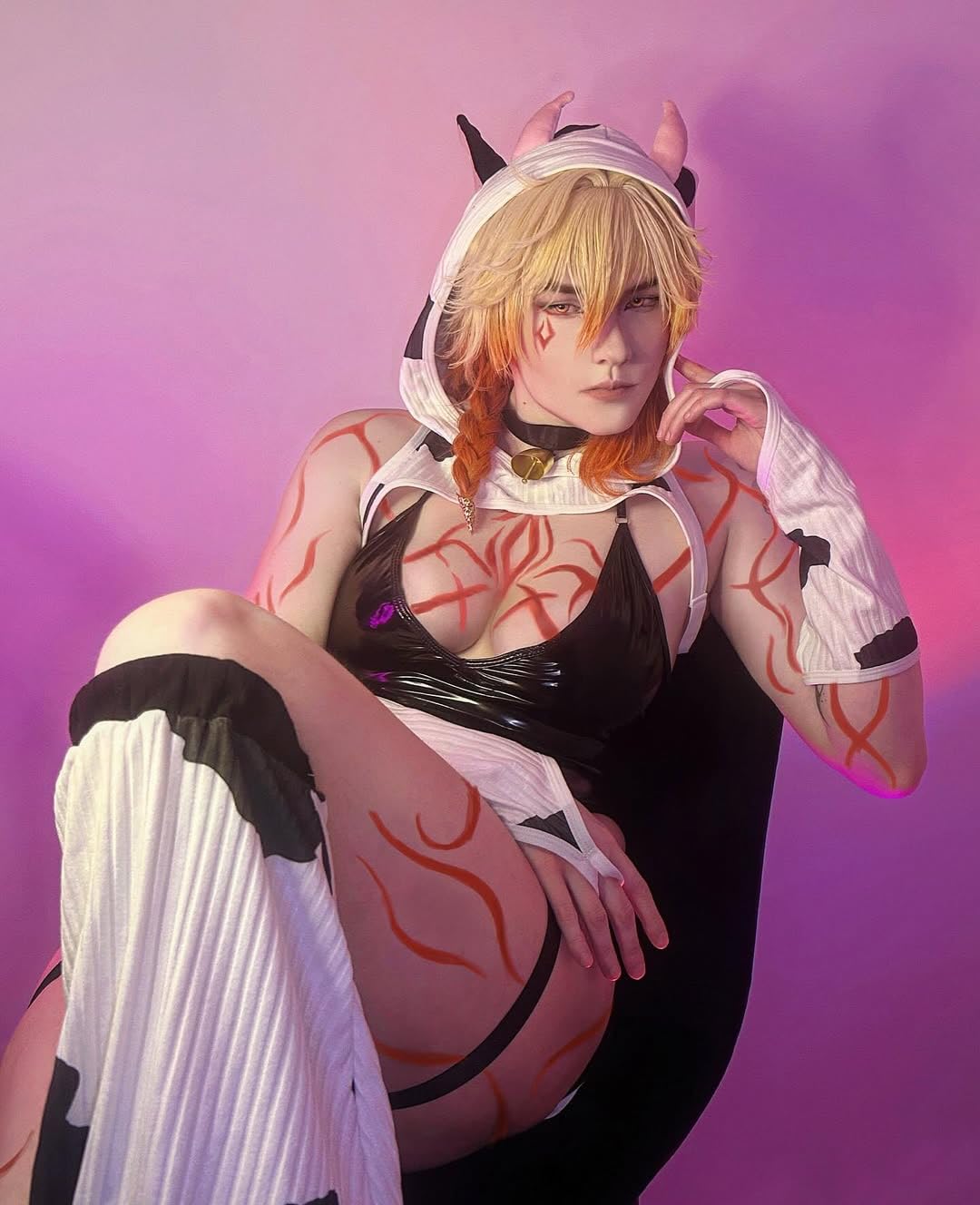 Men Cow Kawaii Animal Lingerie Sissy Cosplay Costume(White, S)Bc for