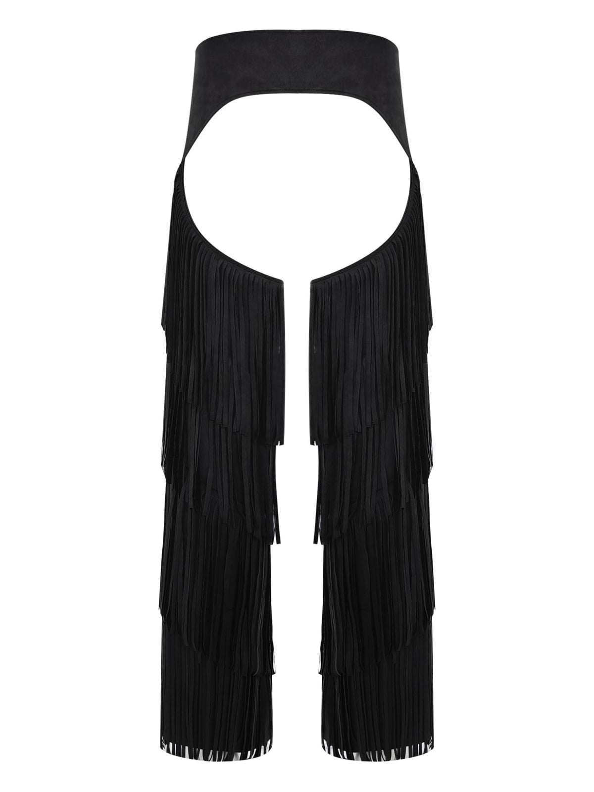 Chaps for Women Cowgirl Pants Fringe Cowboy Assless Chaps Western Pants Trousers for Club Party Black Medium