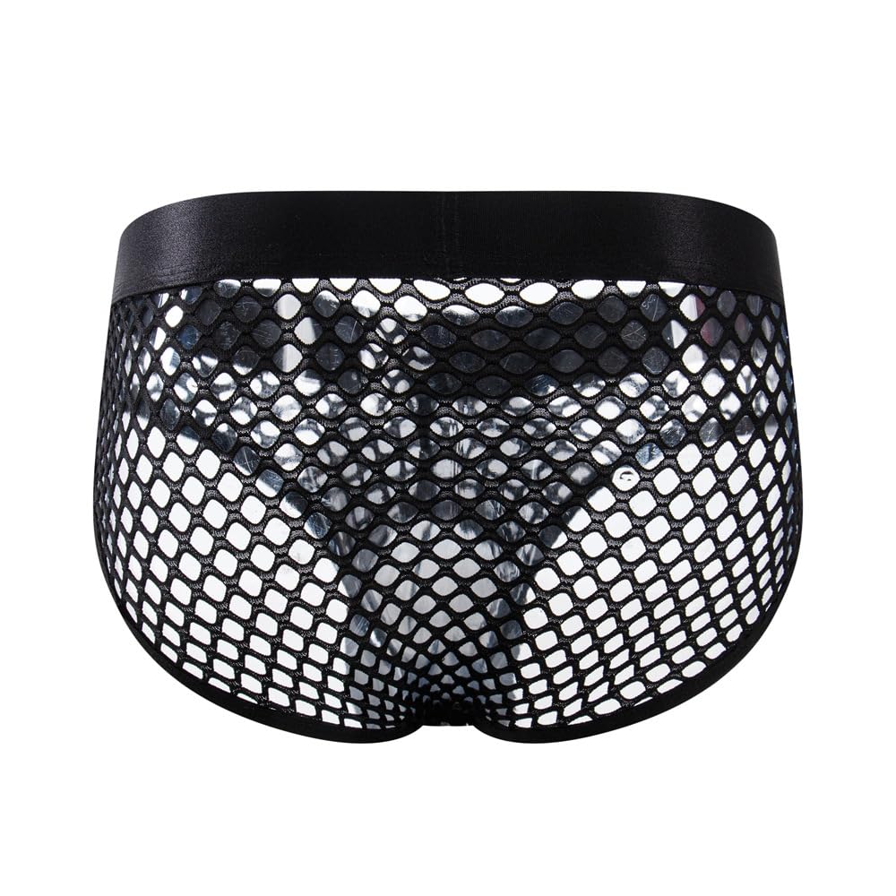 JOCKMAIL Men's Sexy Underwear Briefs Mesh Breathable Comfortable Low Rise Underwear for Men (US, Alpha, X-Large, Regular, Regular, Black)