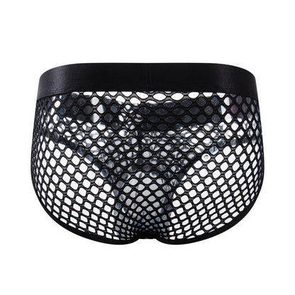 JOCKMAIL Men's Sexy Underwear Briefs Mesh Breathable Comfortable Low Rise Underwear for Men (US, Alpha, X-Large, Regular, Regular, Black)