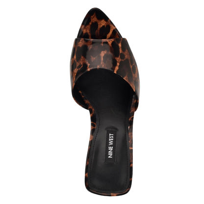 Nine West Women's Hather Heeled Sandal, Leopard Patent 200, 7
