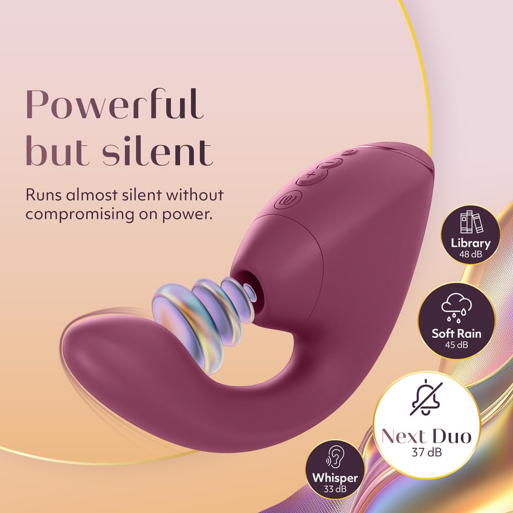 Womanizer Next Duo Rabbit Vibrator for Women | 14 Vibration & Sucking Modes 10 Patterns | Dual Motor Dildo Adult Toy with Clit Sucker & G-Spot Vibrator | Quiet Clitoral Stimulator Sex Toys | Pink