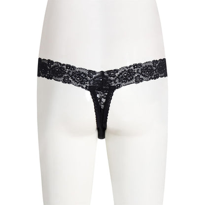 Gay Lace Frilly Sissy Panties Femboy Mens Thong Sexy Underwear Black